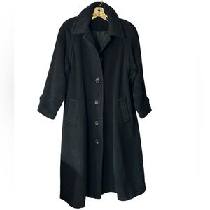 Hilary Radley Black Alpaca Wool Coat – Long and Elegant Made in Italy - Small